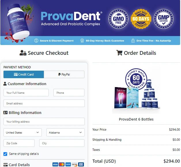 ProvaDent Order Page